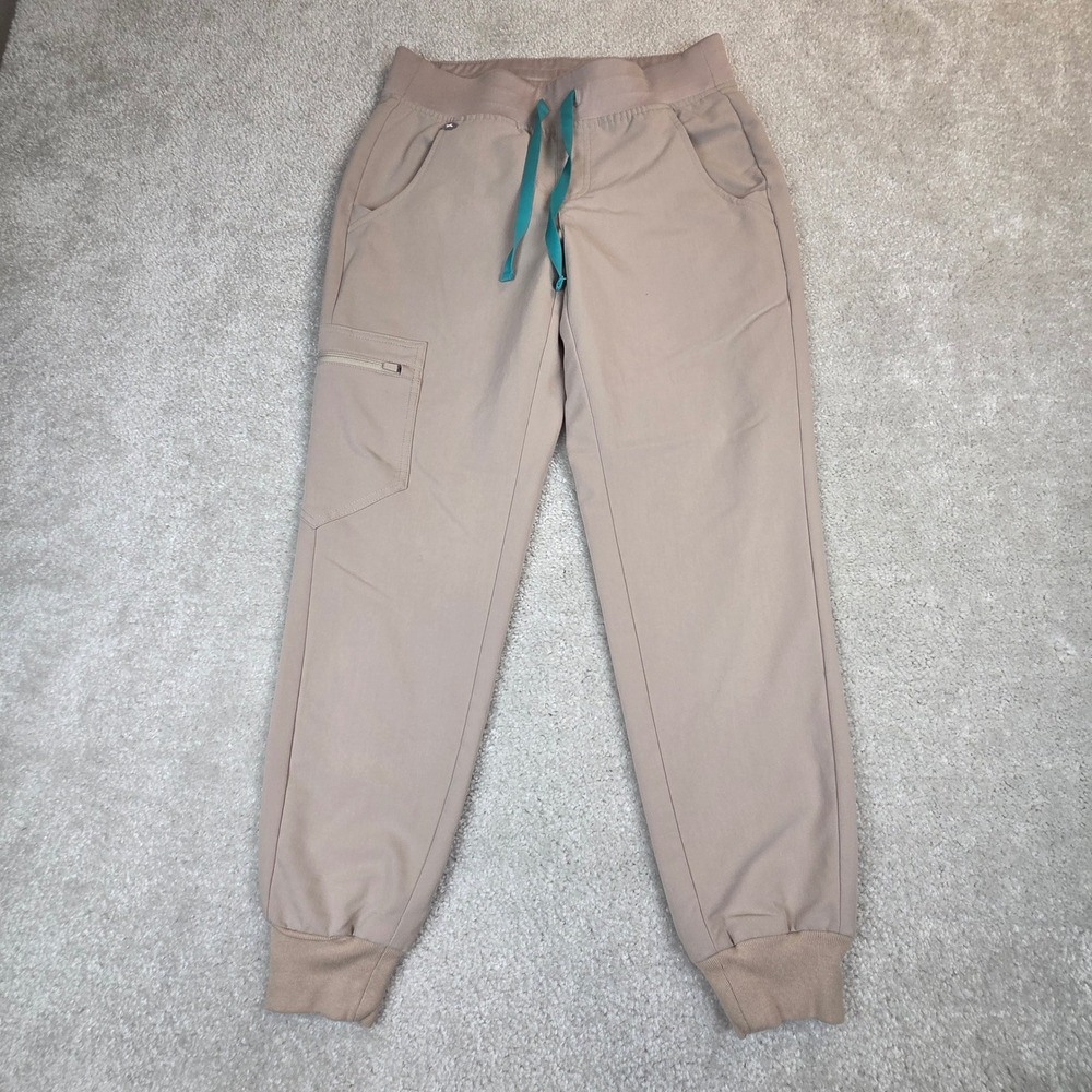 FIGS Zamora Jogger Scrub Pants Womens XS Petite Beige Pockets
